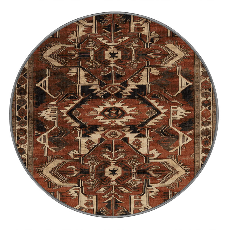 Tapis brun lavable à la machine, Rond 6 pi