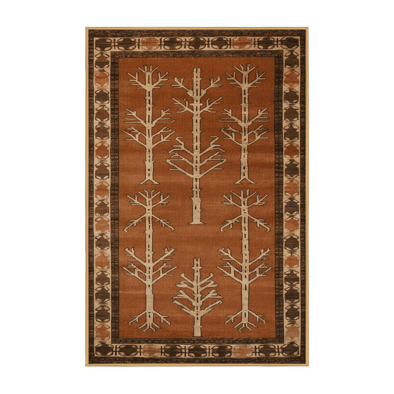 Tapis botanique brun lavable à la machine, Tapis de couloir 2 pi x 4 pi