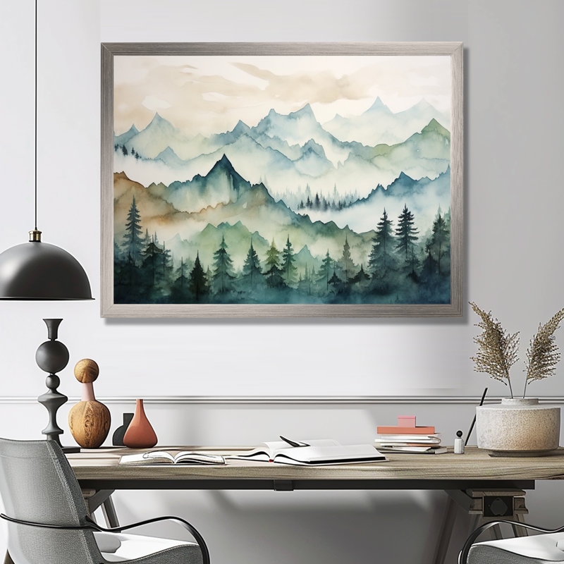 Sommet vert, montagnes du Japon - Art encadré au Japon, Cadre doré à coins fermés, H 30 po x l 40 po x P 1,5 po