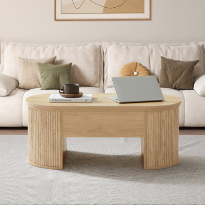 39.37'' W Oval Lift Top Coffee Table With Storage