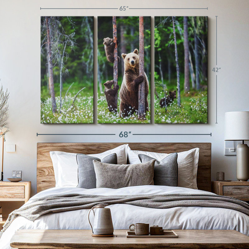 «Bears In Forest» sur, H 42 po x l 65 po 