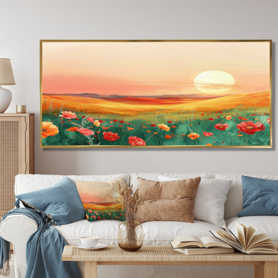 «Flower Meadows At Sunset II - Landscape Mountains», art mural