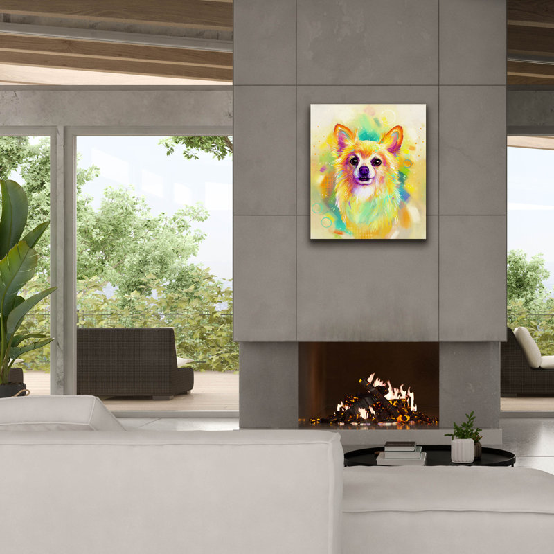 «Pop Art Chihuahua à poils longs» par les affiliés Furbaby, H 30 po x l 26 po x P 1,5 po