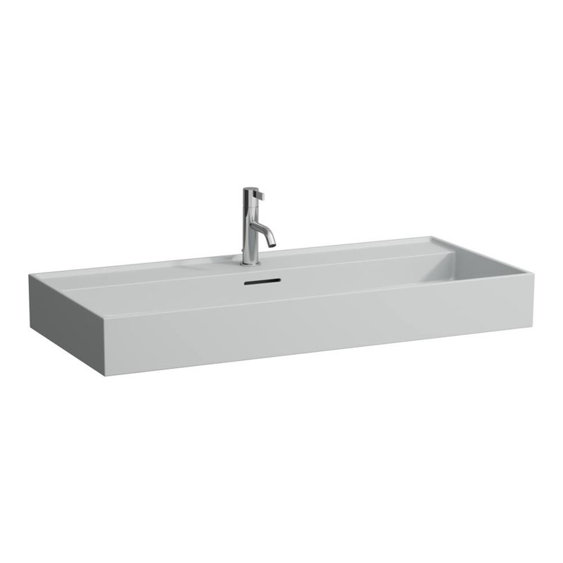 Kartell Laufen 51.6'' L Bathroom Sink, Single Hole Faucet, Glossy Black