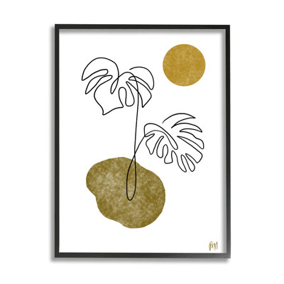 «Tropical Monstera Palms», dessin abstrait de ciel désert noir, estampe numérique, art texturé par Birch & Ink