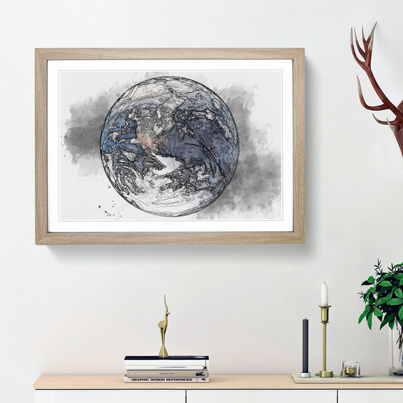 Amazing Image of Earth in Abstract - Picture Frame Graphic Art Print, Oak Framed, 27cm H x 36cm W x 2cm D