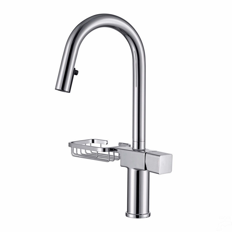 ​​High Arc Pull-Down Kitchen Faucet - Single Hole Stainless Steel, Modern Sink Faucet, Chrome