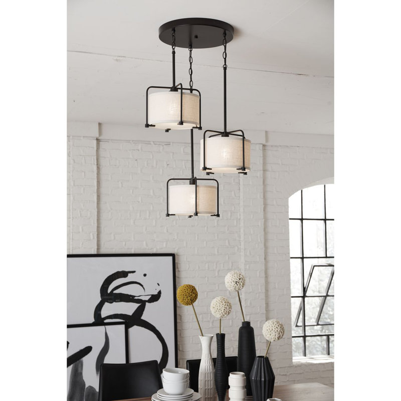 Antique Bronze Round Pendant Canopy for 3 Lights