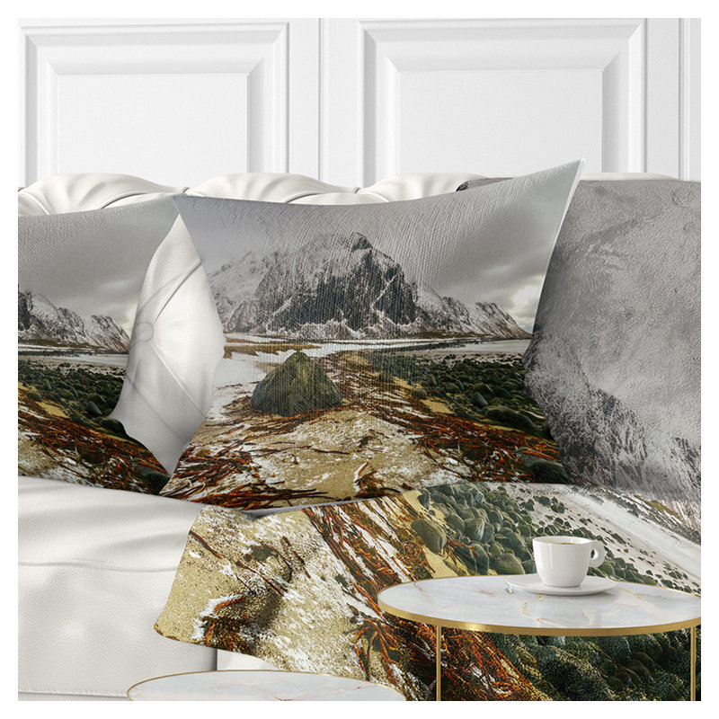 Printed Eggum Lofoten Islands Norway Pillow, 16" x 16", Throw Pillow
