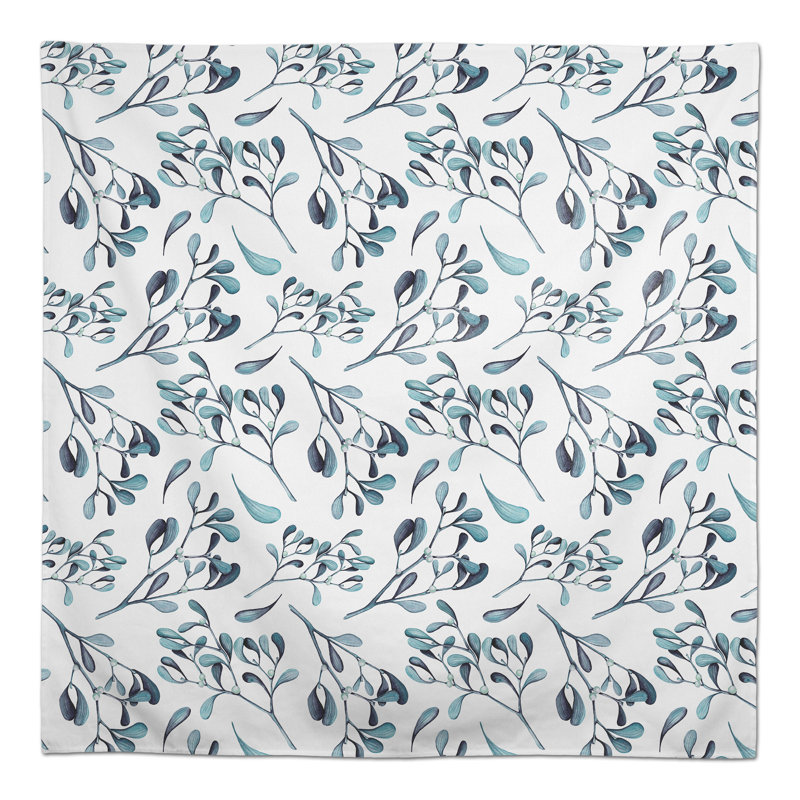 Nappe aquarelle feuilles et baies grises 2, Bleu