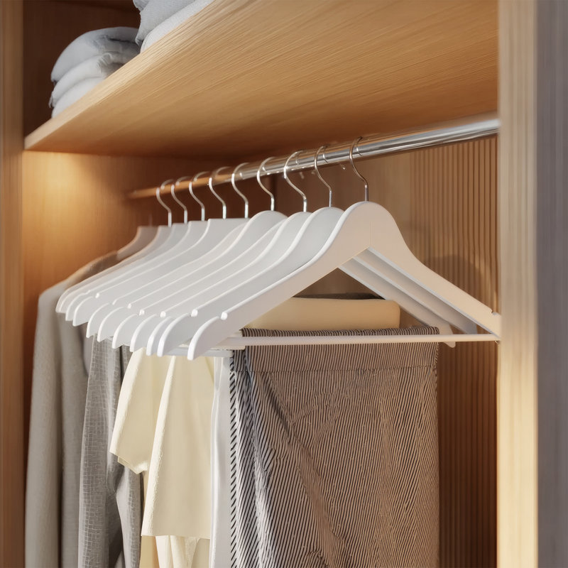Solid Wood Standard Hanger for Suit/Coat, Cloud White