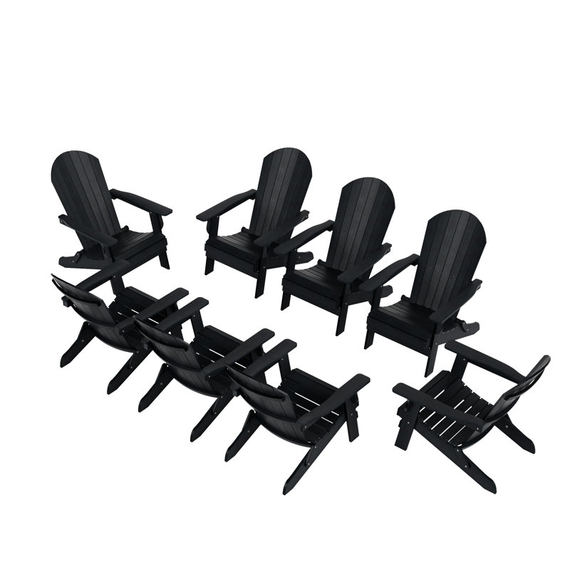 Arrlo Foldable Outdoor Adirondack Set, Black