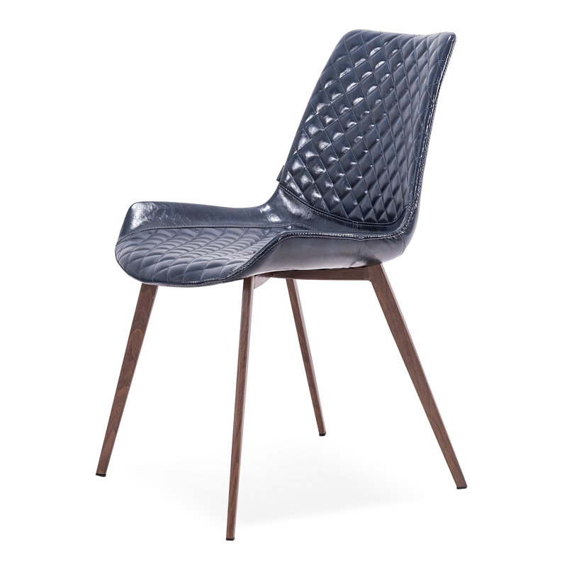 Albieri 18.5'' H Upholstered Side Chair, Navy/Brown