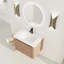Meuble-lavabo de 28 po avec lavabo en céramique blanche, 1 porte, contreplaqué, bords arrondis et trou de trop-plein, 3 charnières, 45 poignées dissimulées, contreplaqué à surface lisse-758340127