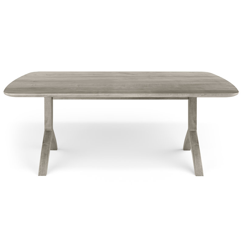 Lalia Maple Solid Wood Top Dining Table, 29"H x 60"L x 36"W, Mist