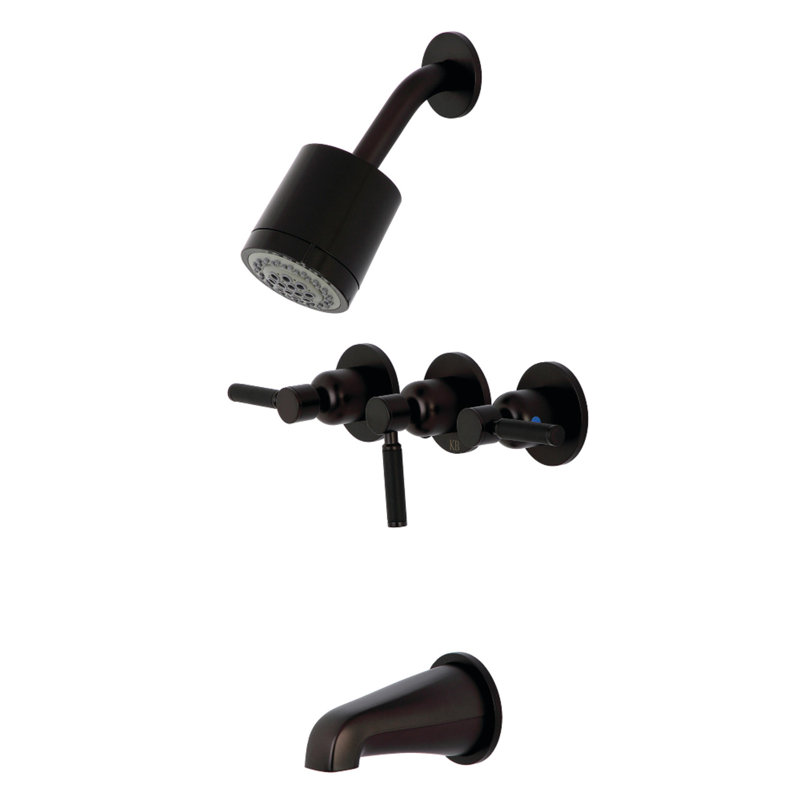 Kingston Brass Kaiser Triple-Handle Tub and Shower Faucet, Oil Rubbed Bronze