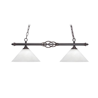 Luminaire pour îlot de cuisine 2 lumières Elegante, fini granit foncé avec verre de 12 po