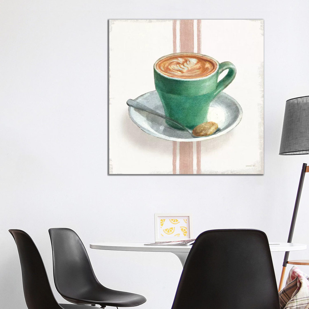 Wake Me up Coffee II with Stripes by Danhui Nai - Wrapped Canvas Painting