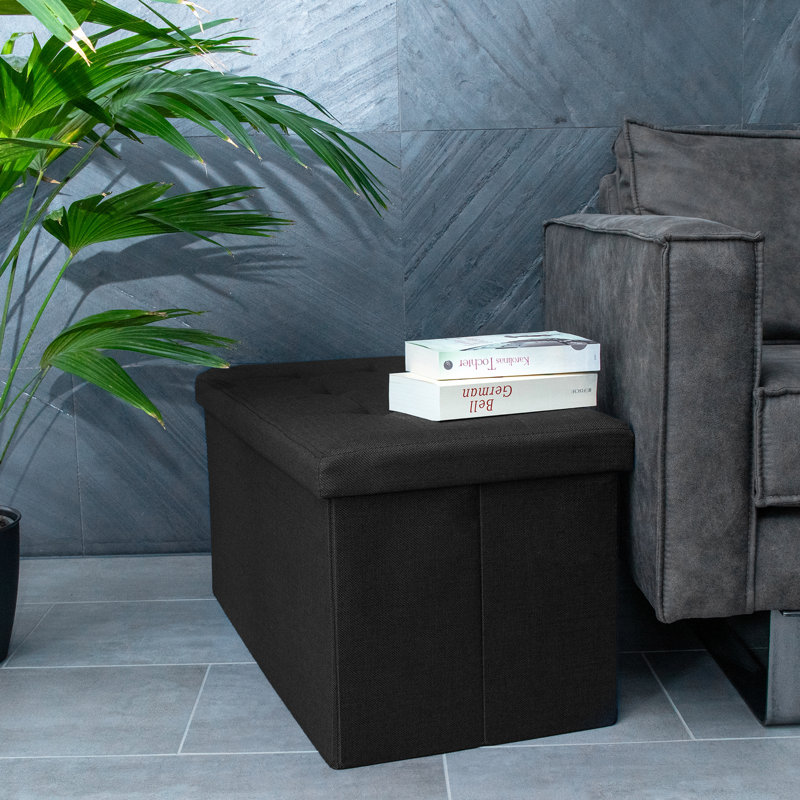 Rudasill 76cm Wide Rectangle Footstool Ottoman with Storage, Black