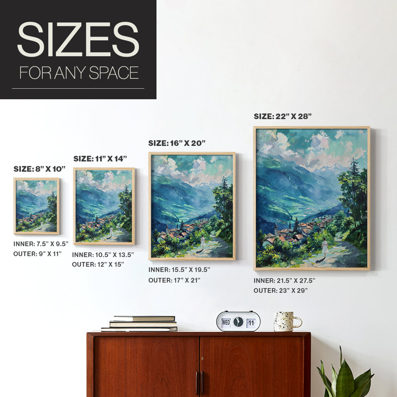 «LANDSCAPES Series CECLV III», reproduction encadrée - bois massif, Naturel, H 15 po x l 12 po