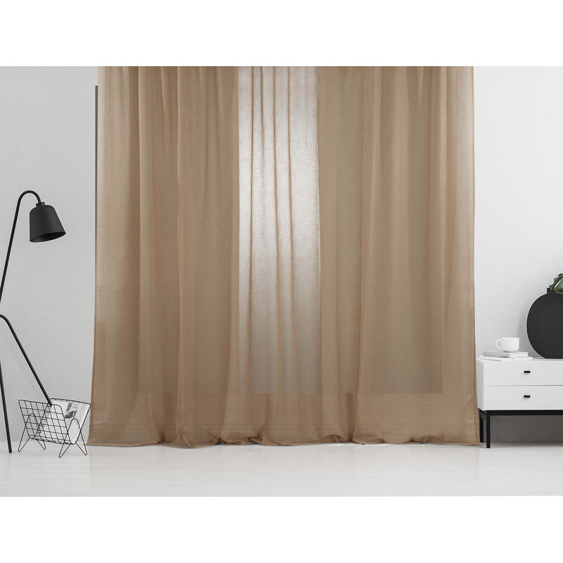 Sheer Curtain Panel Pair, 260cm Width x 225cm Drop, Brown