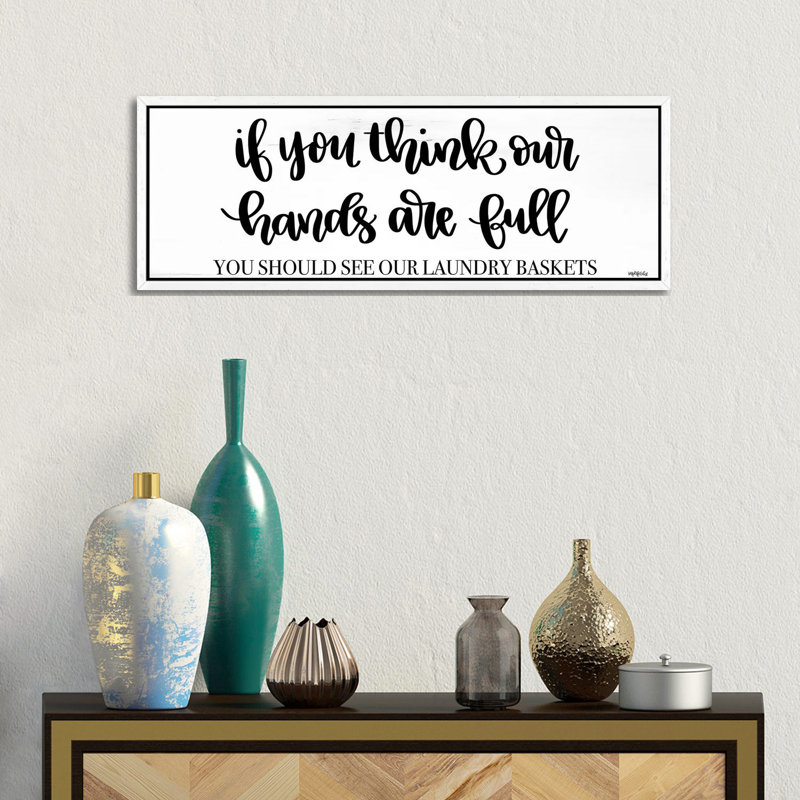 Laundry Baskets by Imperfect Dust - Panoramic Textual Art on Canvas, 30.48cm H x 91.44cm W x 3.81cm D, White Framed