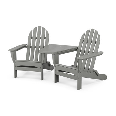 Classic Folding Adirondacks with Angled Connecting Table