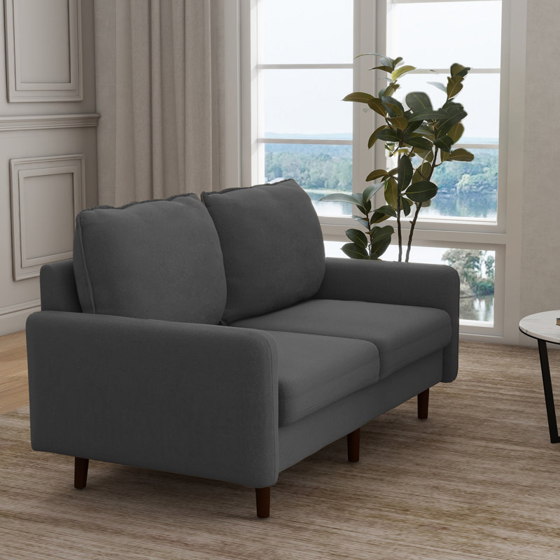 Hollymead 144.6Cm Velvet Square Arms Loveseat, Grey