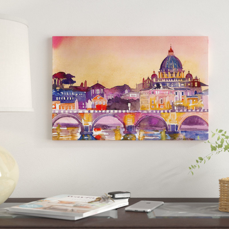 « rome » par maja wronska, impression sur toile, H 18 po x l 26 po x P 1,5 po, Toile avec cadre noir, Pas de tapis