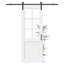 Porte de grange coulissante en verre transparent avec apprêt blanc moderne 6-Lite avec trousse de quincaillerie d'installation (aucun assemblage requis)-110163120