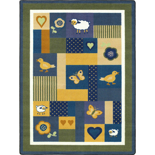 Tapis vert touffeté à motif abstrait Just for Kids, 3 pi 10 po x 5 pi 4 po