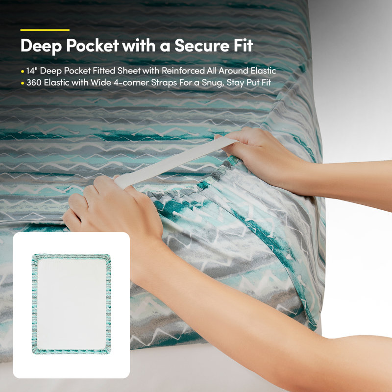 Summerset Microfiber Striped Sheet Set, Twin Sheet Set with 1 Pillowcase