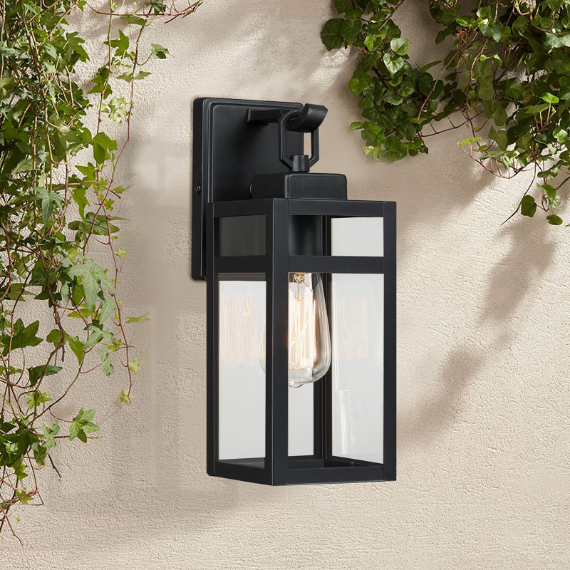 Schlesinger Matte Black Outdoor Wall Lantern, 35.3cm H x 12.7cm W x 16.7cm D