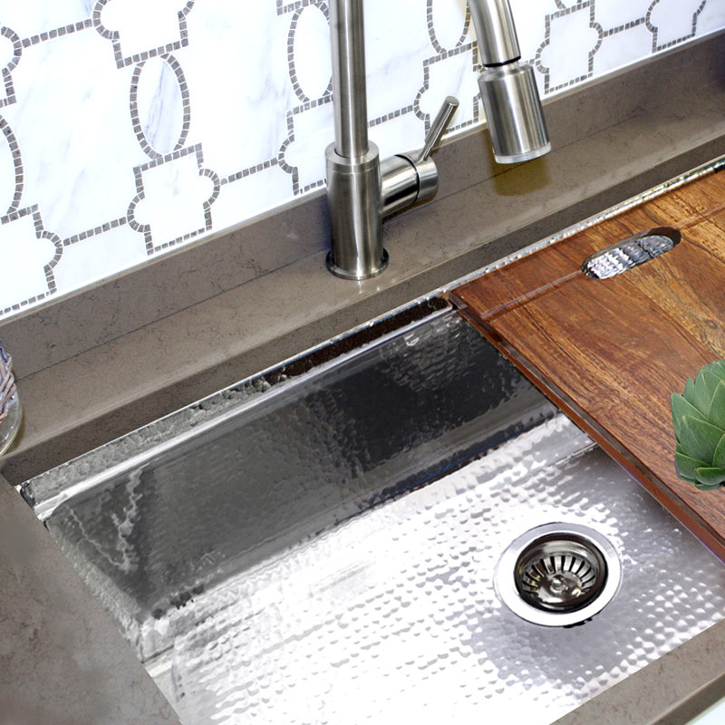 Brightwork 32'' L Single Bowl Stainless Steel Kitchen Sink, Polished Stainless Steel