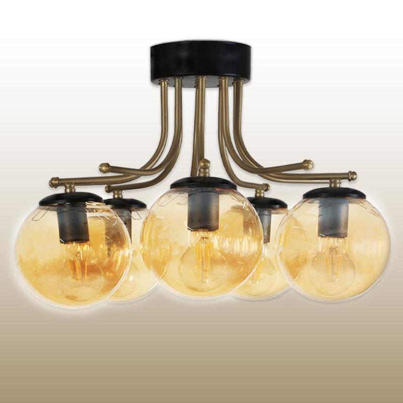 Plafonnier semi-encastré 5 lumières, Ambre