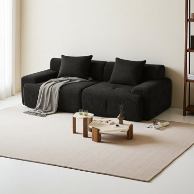 Canapé modulaire robuste robuste pour salon modulaire, causeuse confortable avec 2 coussins, canapé convertible désossé pour les petits espaces