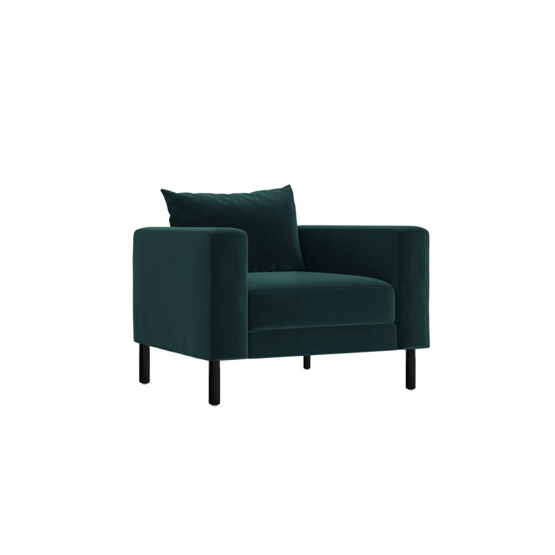 Essential Club Chair, Moss Recycled Velvet, Metal