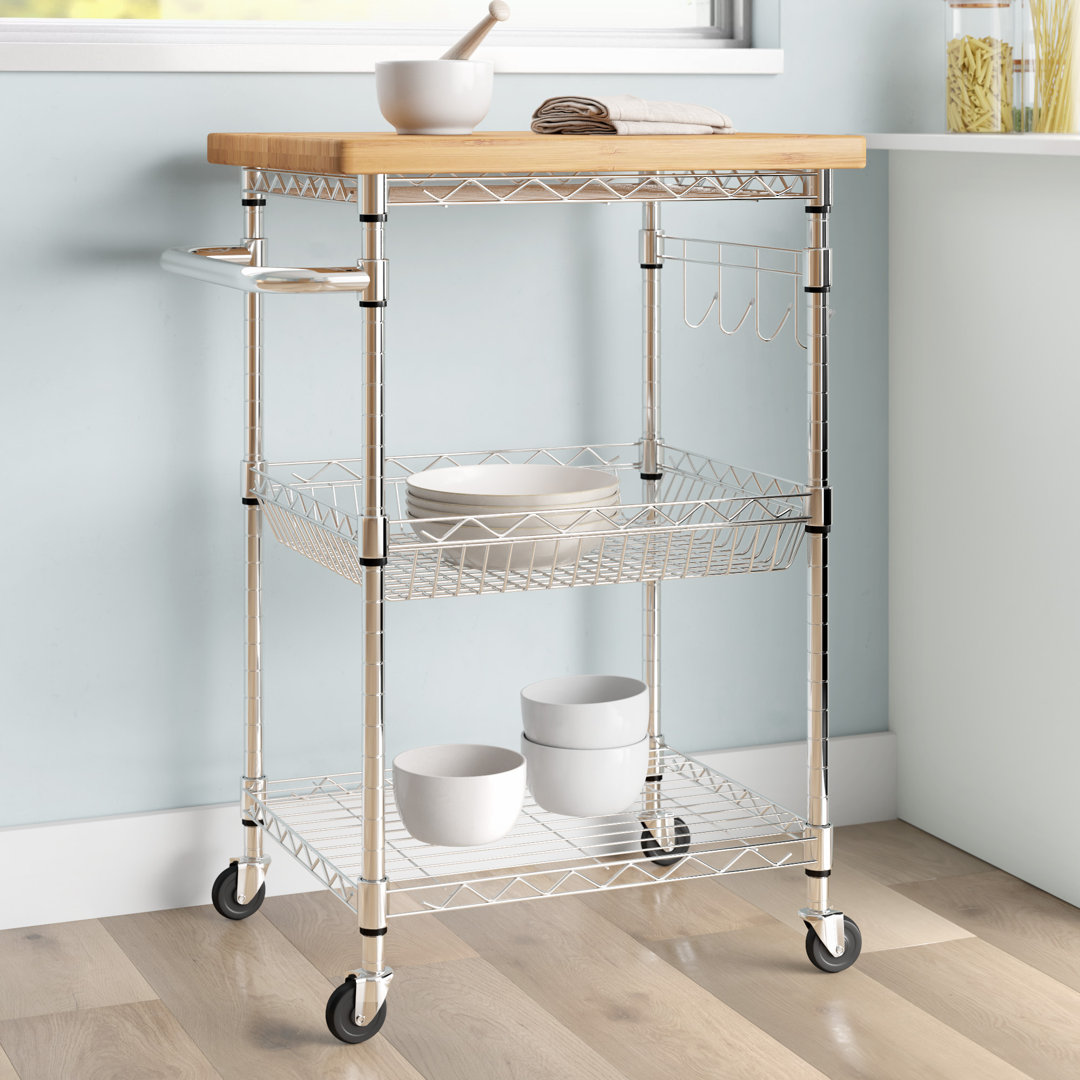 Shepha Solid Wood Top Kitchen Cart The Twillery Co.®