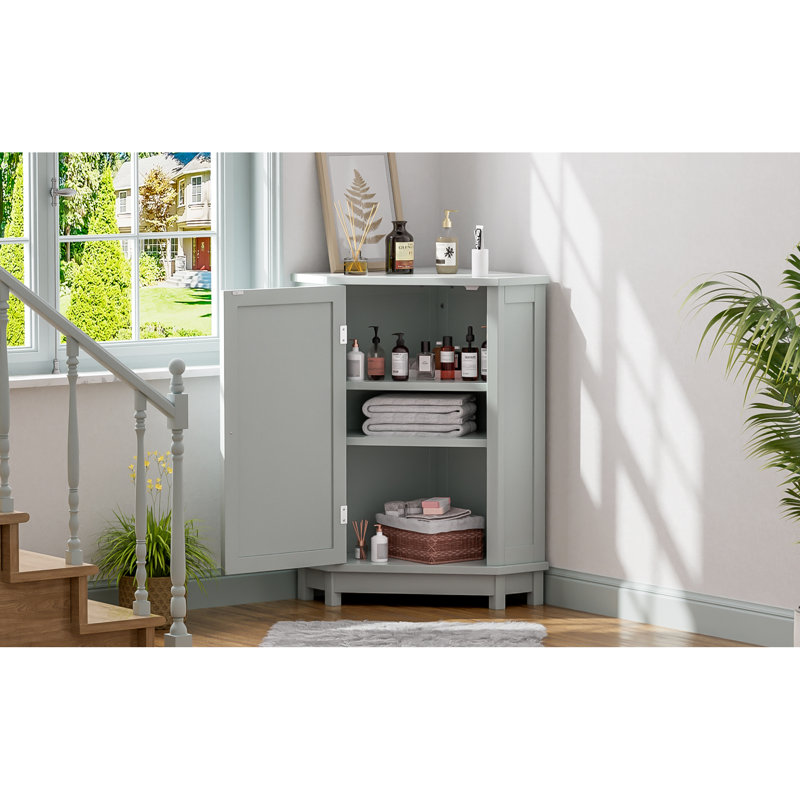 Armoire de salle de bain d'angle avec tablette réglable, Gris, H 31,4 po x l 24,8 po x P 17,5 po