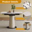 Table de salle à manger rétractable à dalle de roche pliante, table carrée extensible moderne avec base en acier inoxydable revêtue de cuir