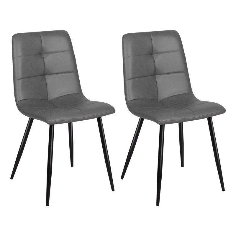 49cm H Upholstered Metal Upholstered Back Side Chair, Grey