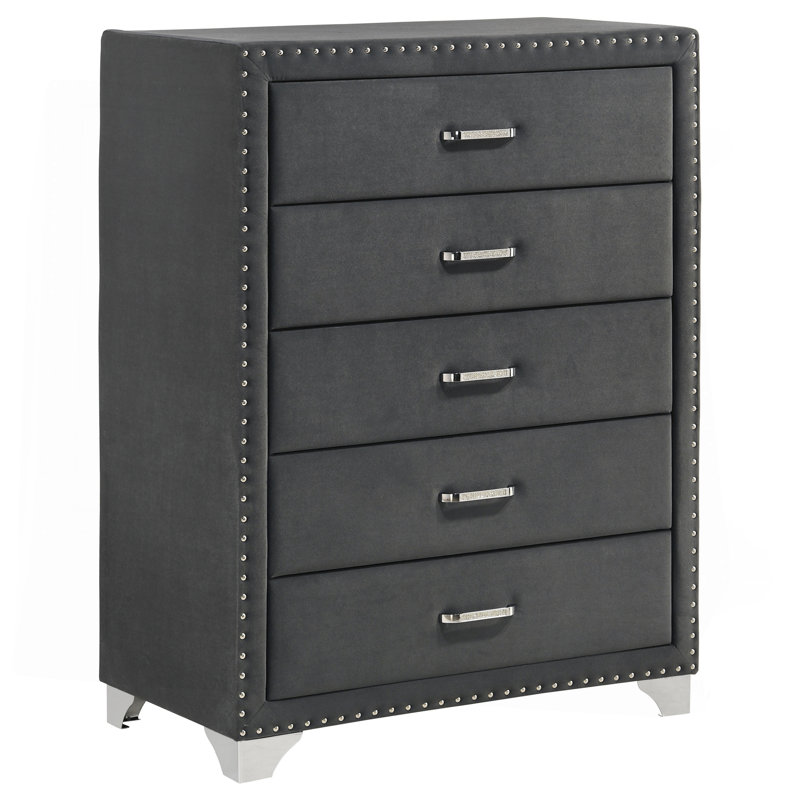 Commode de chambre à 5 tiroirs grise