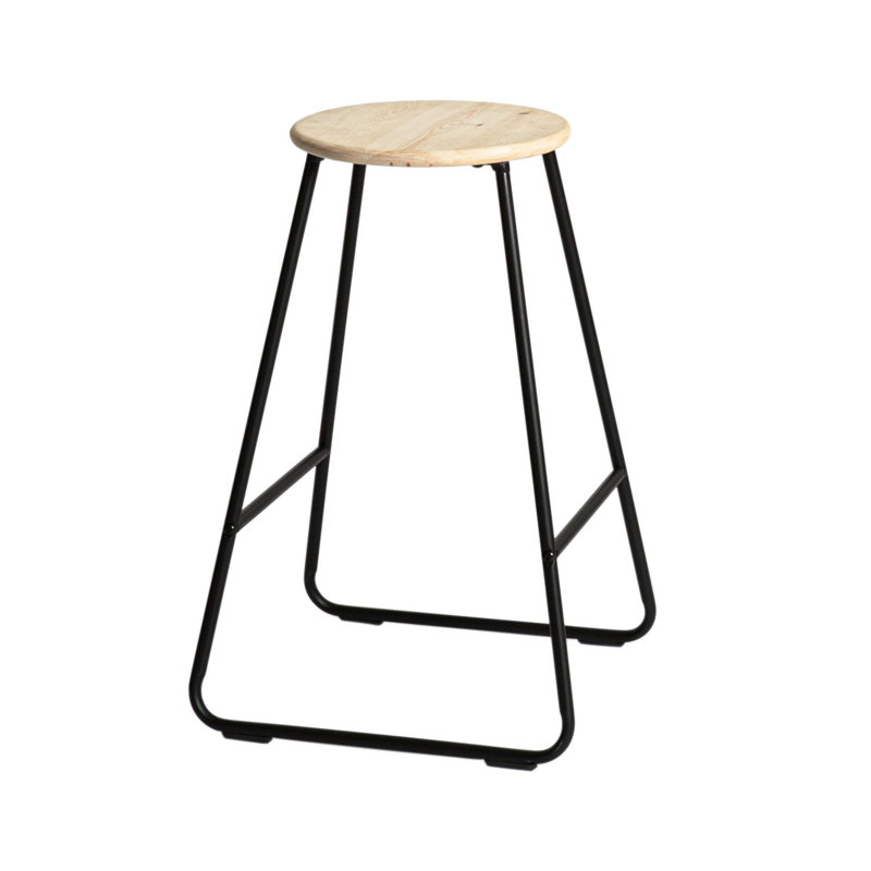 Counter Stool with Metal Frame, Natural, Black