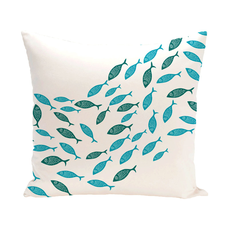 Beach Vacation Outdoor Reversible Throw Pillow, 20" H x 20" W, Turquoise