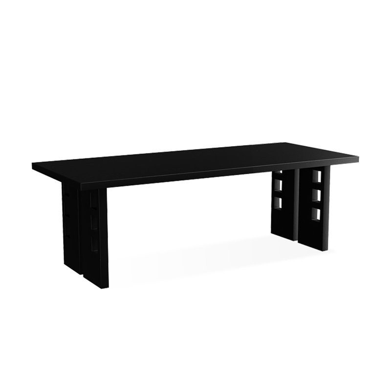 Bureau d'écriture rectangulaire en bois massif noir, H 29,53 po x l 78,74 po x P 35,43 po