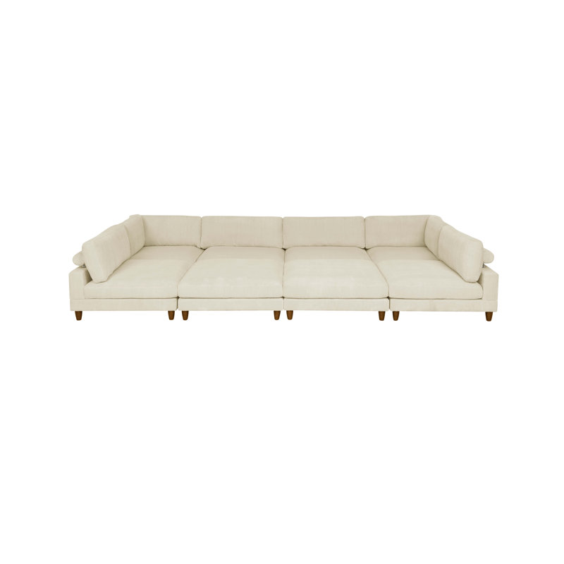 Canapé modulaire réversible de 178 po de large avec repose-pieds, Velours côtelé crème