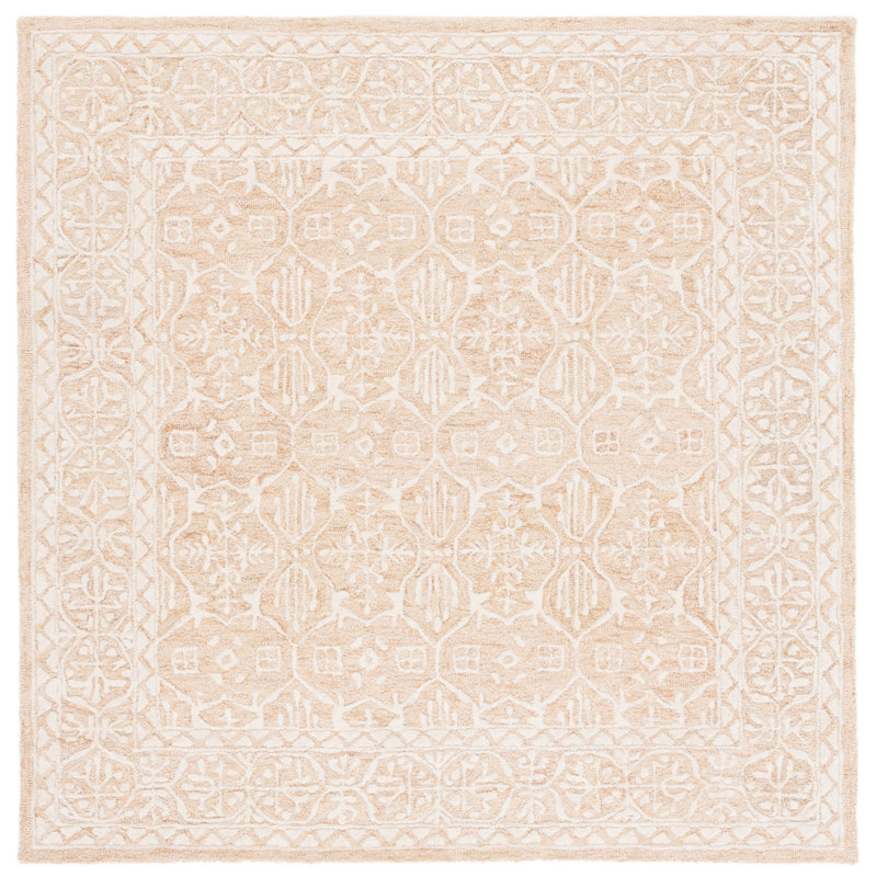 Pezanetti Hand Tufted Wool And Cotton With Latex Geometric Rug, Square 6'