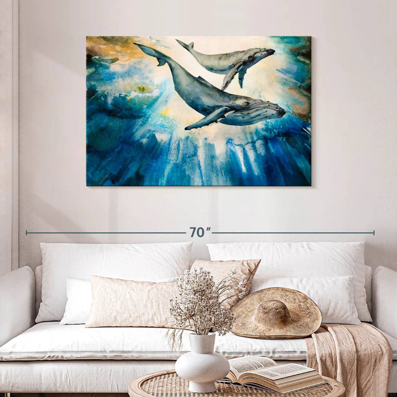Baleine à bosse et veau Brampt, H 30 po x l 45 po