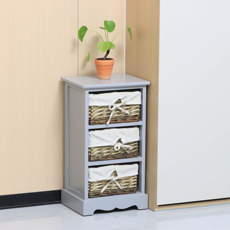 Casey Fully Assembled 3 Basket Drawer Storage Chest, Grey
