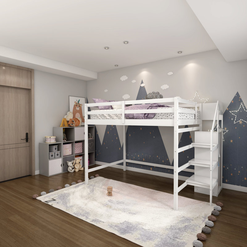 Jaleiya Kids Full Loft Bed, White